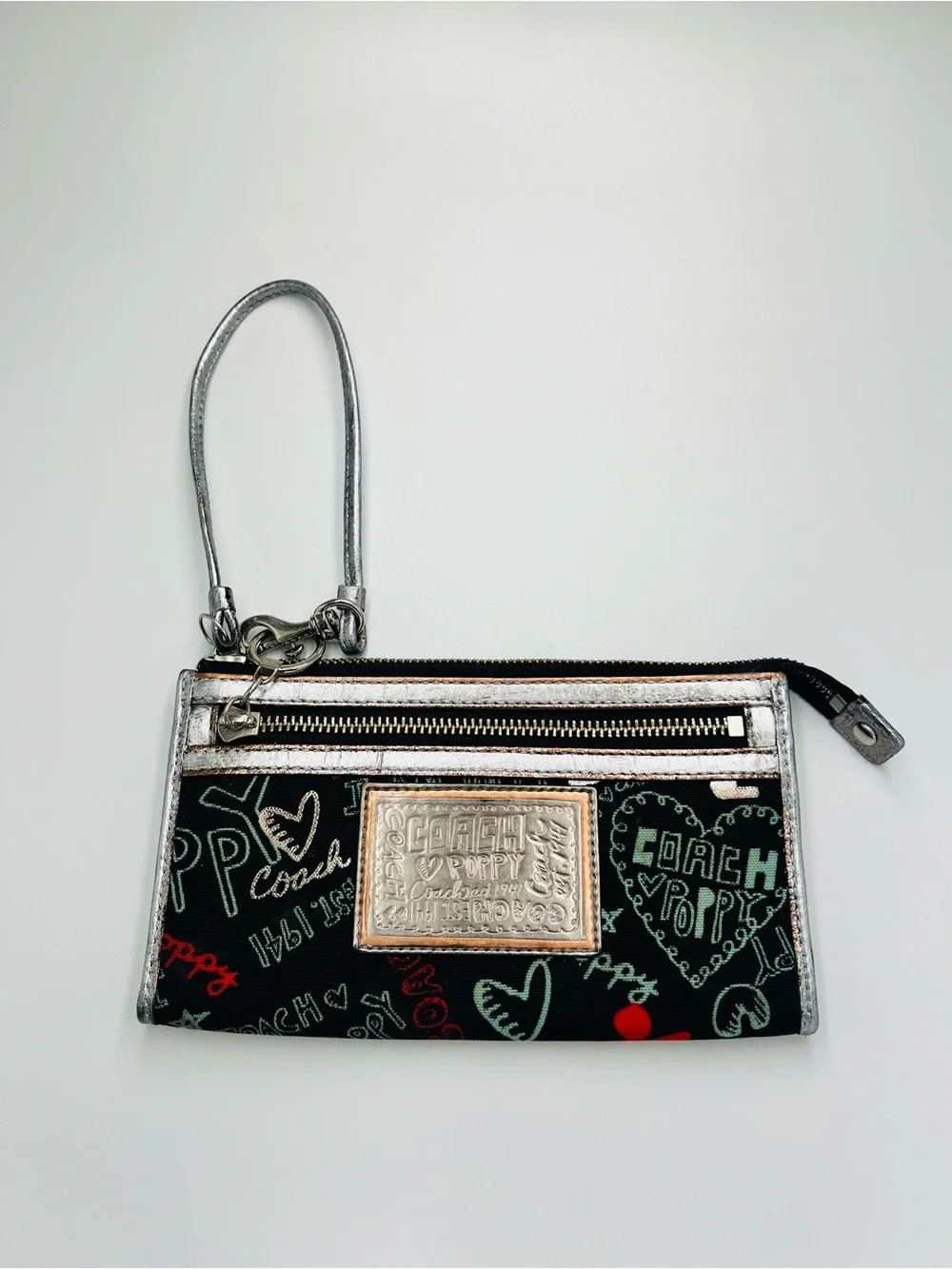 Coach Poppy Graffiti Heart Print Wristlet